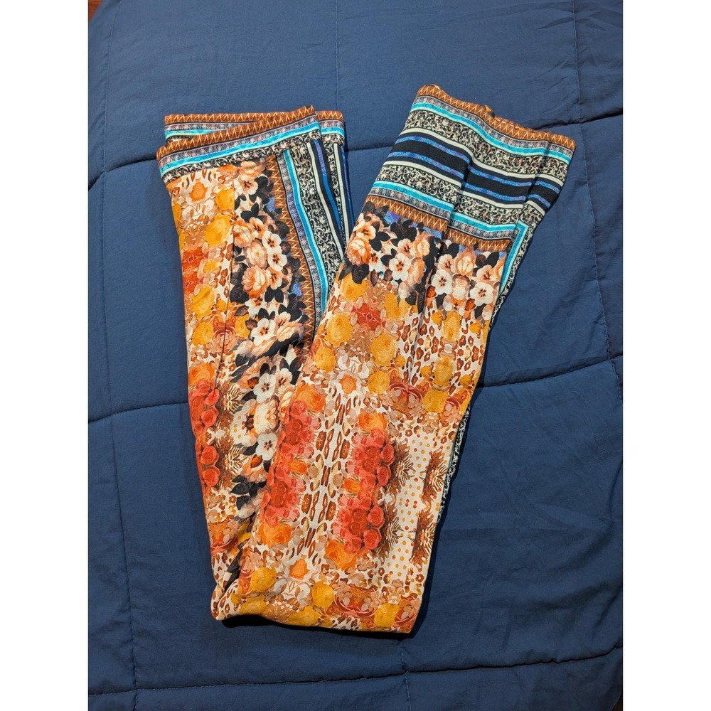 Ranna Gill Wide Leg Pants Floral Print Orange Blue Bohemian - Size 2